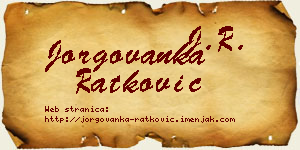 Jorgovanka Ratković vizit kartica
